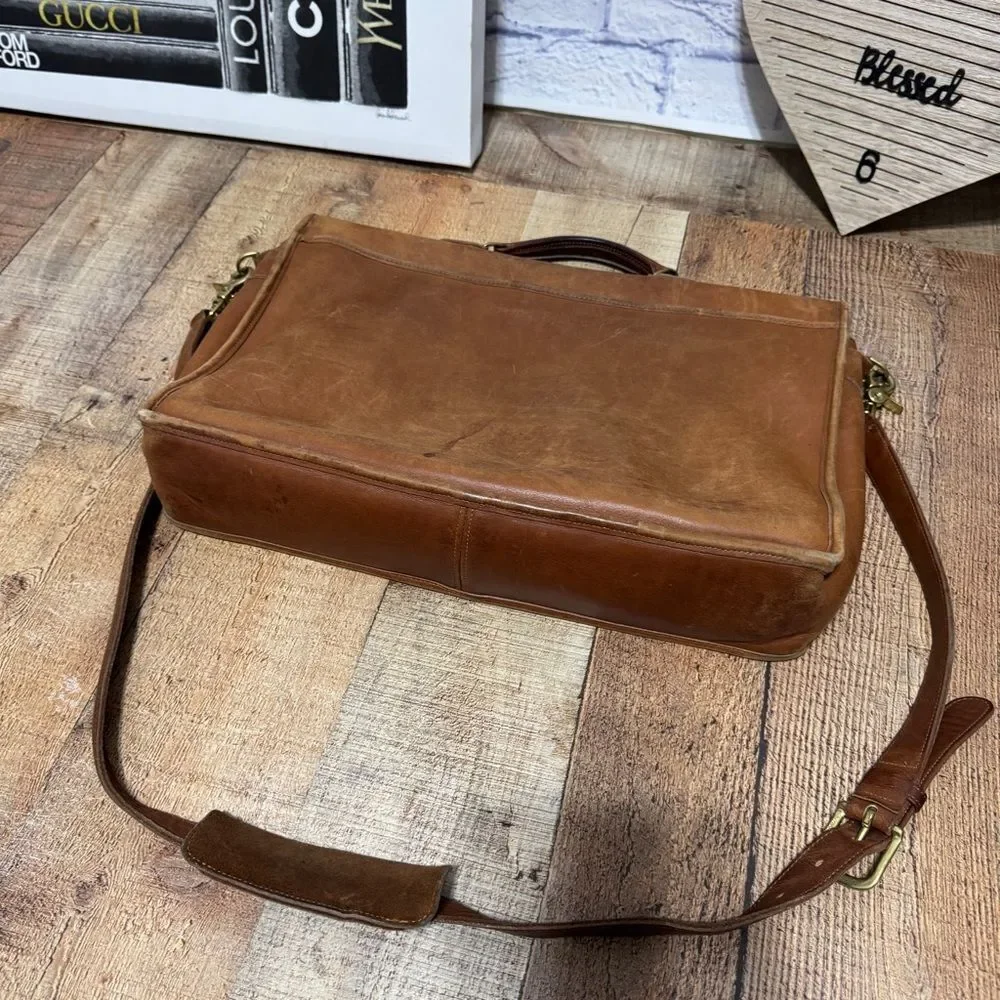 RARE COACH Morgan Glove Tanned Leather Brass Briefcase Made in USA 0602-307